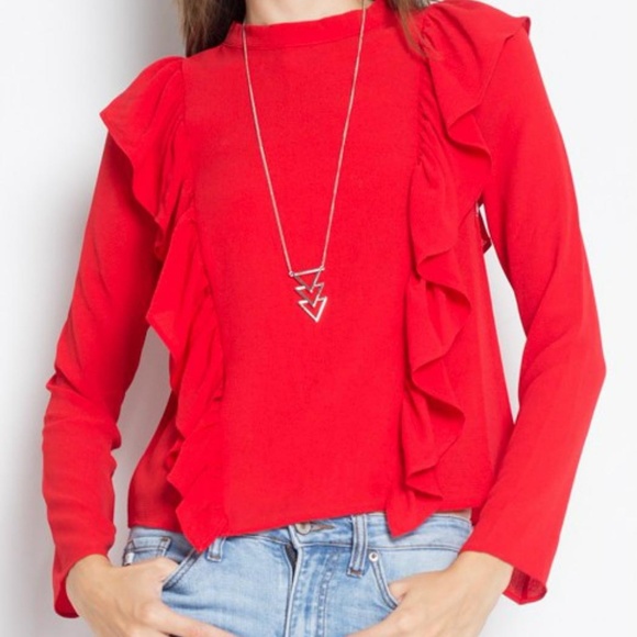 Red Ruffle Blouse - Picture 6 of 6